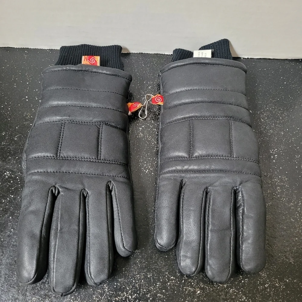 Kumbi Insulated Black Leather Gloves Ladies Medium
